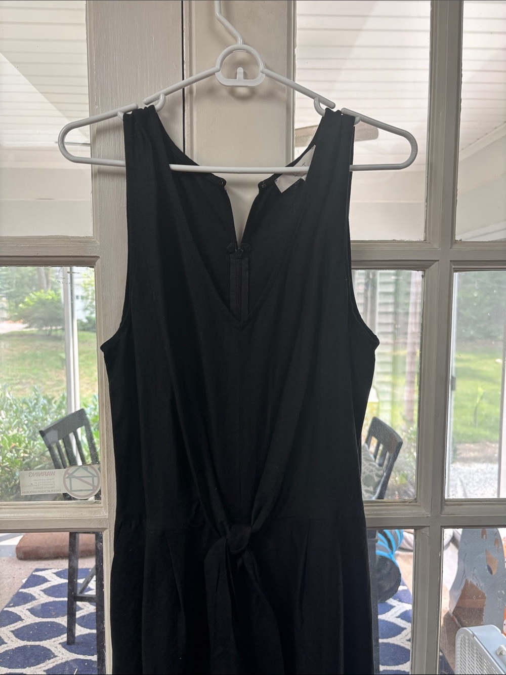 LOFT Black Sleeveless Tie-Front Jumpsuit